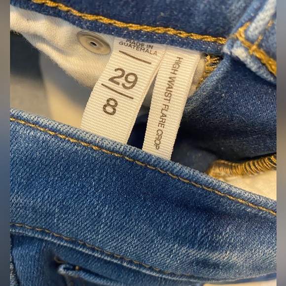 LOFT High Waisted Back Slit Flare Crop Jeans in Authentic Mid Indigo Wash 29 / 8 - Picture 3 of 7